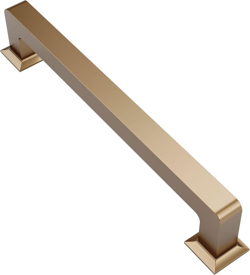 Alzassbg 10 Pack Champagne Bronze Cabinet Pulls, 6-1/4 Inch(160mm) Hole Centers Cabinet Handles Square Kitchen Hardware for Cabinets AL3046TGP
