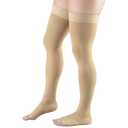 Truform 20-30 mmHg Compression Stockings for Men and Women, Thigh High Length, Dot-Top, Open Toe, Beige, Medium (Medium (1 Pair))