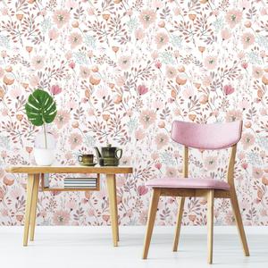 17.7"x118.1" Sweet Girls Room Decor Peel and Stick Boho Pink Floral Peel Stick Wallpaper Contact Paper Removable Self Adhesive Flower Wallpaper for Walls Bedroom Home Decoration