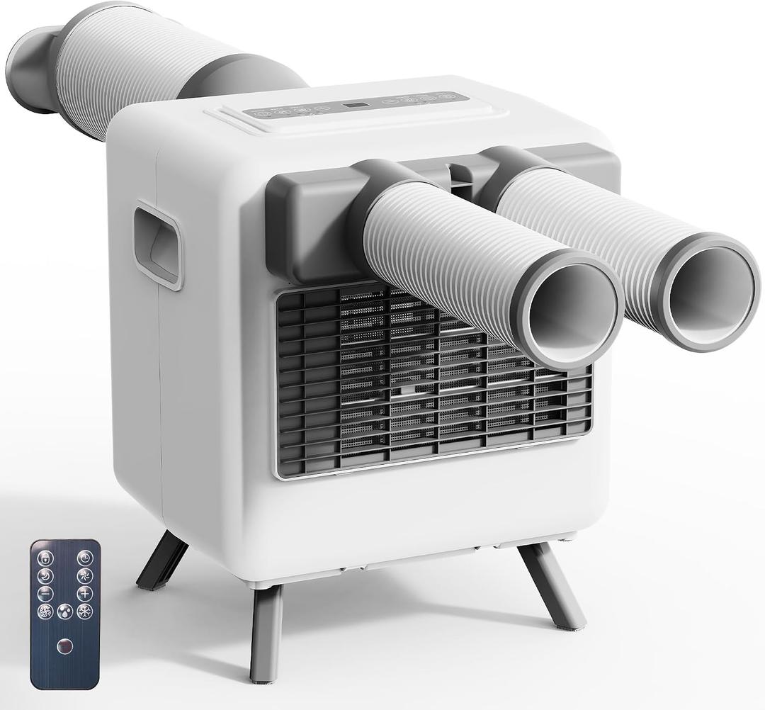 Tent Air Conditioner - Portable Air Conditioner 3300BTU, Compact Air Cooler AC Unit, 24 Hours Timer, Safety Lock, 3 Modes for Tent, Camping, RV, Truck, 110v Plug in, No Battery (White)
