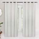 DriftAway Farmhouse Linen Blend Blackout Curtains 63 Inches Long for Bedroom Vertical Striped Printed Linen Curtain Thermal Insulated Lined Treatments for Living Room 2 Panels W52 x L63 Gray