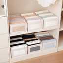 6 Pack linen storage box, with transparent window - foldable clothing storage box, suitable for organizing wardrobes, toys, books | home storage container (6)