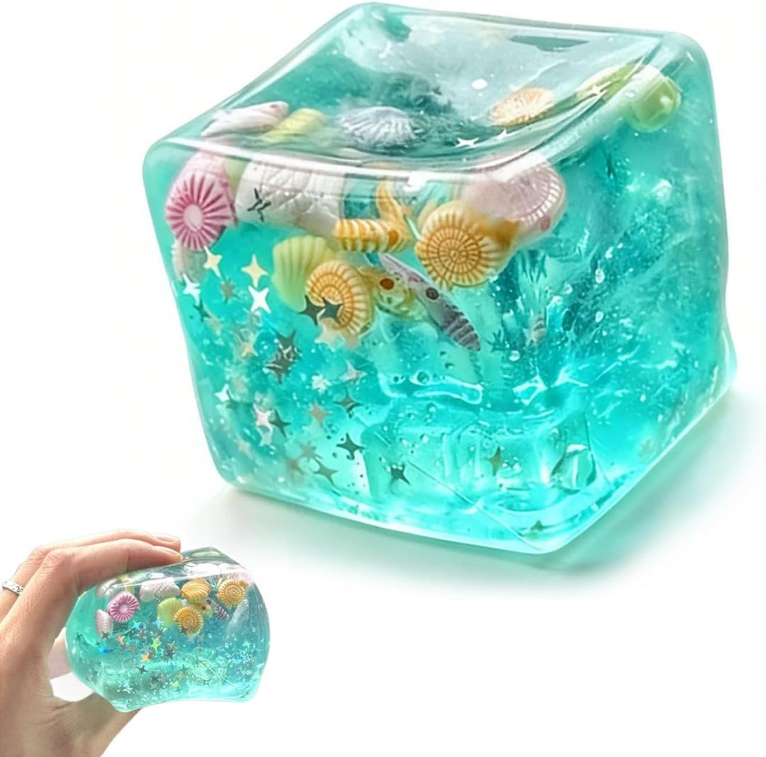 Premium Block Cube Squishy Ice Cube Squishies for Adults, Squishy Cube, Stress Cube (Green)