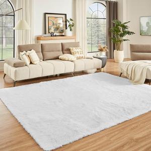Floralux 6x9 Rugs for Bedroom, White Shag Rug for Living Room, Ultra Soft Fluffy Carpet, Non-Slip Indoor Floor Carpets for Kids Room, Playroom, Home Decor Aesthetic