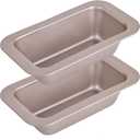 2 Pcs 6-Inch Mini Banana Bread Loaf Pan, Non-Stick Baking Bread Pan, Carbon Steel Bakeware Set of 2, Mini Meatloaf Pan,7.2" x 4.1" x 1.9" (Champagne Gold)