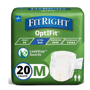 FitRight Ultra Adult Diapers, Disposable Incontinence Briefs, Leak-Proof Diaper, Absorbent Briefs For Men and Women, Maximum Protection, Medium, 32 – 44 in, 20 briefs per bag