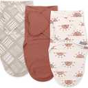 SwaddleMe by Ingenuity Monogram Collection Baby Swaddle, 100% Cotton, Improves Sleep & Calms Startle Reflex, 0-3 Months, Pocket Fold Design for Easy Changes, 1.0 TOG, 3-Pack - Rising Sun