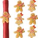 Utalek Christmas Napkin Rings Set of 6, Gingerbread Man Napkin Rings Xmas Serviette Buckle Holder for Christmas Holiday Dinner Party Table Decoration