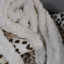 Electric Heated Blanket Queen Size 84"x90" - Dual-Sided with Microplush & Sherpa Fabric, 4 Heat Settings & 10 Hours Auto Off - Beige Leopard Print