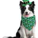 St. Patrick's Day Dog Bandana - 2 Pack Triangle Shamrock Dog Bandanas, Reversible Lucky Pet Scarf for Boys & Girls, Premium Durable Fabric, Holiday Bandana for Large & Extra Large Dogs (X-Large)