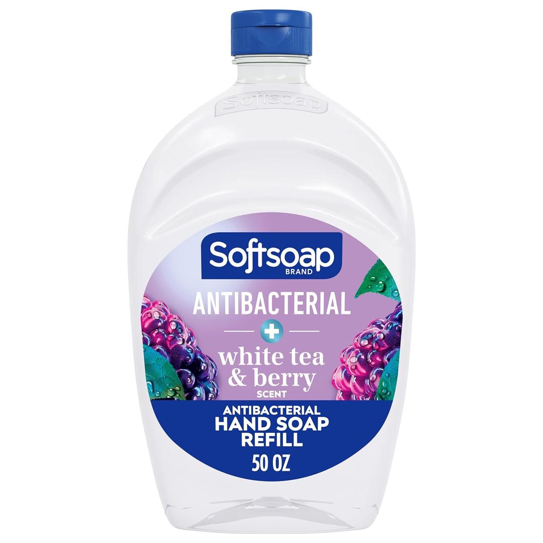 Softsoap Antibacterial Liquid Hand Soap Refill, White Tea & Berry Scented Hand Soap, 50 Ounce(Packaging May Vary) (50 Fl Oz (Pack of 1))