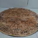 BESTSWEETIE 4ft Area Rug Washable Rugs for Living Room, No Pile Boho Carpet for Entryway Bedroom Dinning Room, Vintage Carpet Print Distressed Non-Slip, 48" Round, Orange Pink Brown Earth Tones