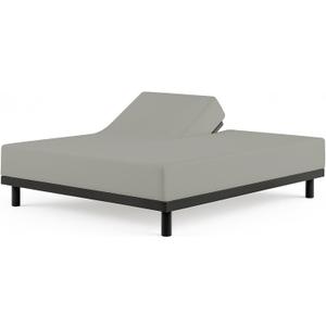 Cottingon 1 Piece Top Split King Fitted Sheet Only for Adjustable beds, Premium 100% Egyptian Cotton, 34 Inches Half Split Flex Head Bottom Sheet for Sleep Number Beds 16" Deep Mattress, Light Grey