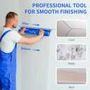 KEZERS Drywall Skimming Blade Set-12",22" & 32" Skimming Blades + 35"-81" Extension Handle Pole, Stainless Steel Construction Knife,Smoothing Drywall Knife,Extruded Aluminum,High Impact End Caps