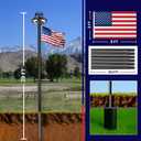 20FT Heavy Duty Flag Pole with Solar Light,11 Gauge Extra Thick Aluminum Flagpole Kit, Residential Flag Pole for Outside House in Ground, with 3x5 American Flag for Outdoor Commercial Use,Black