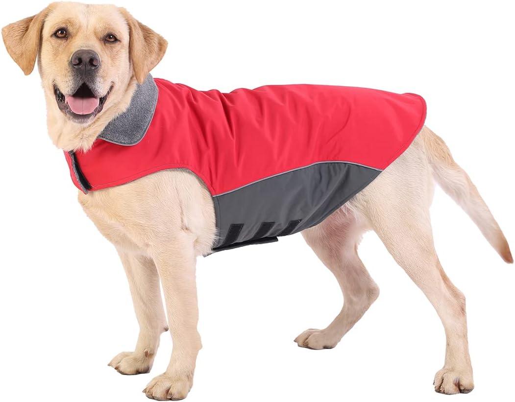 Winter Dog Coat 100% Waterproof Thicken Pet Jacket for Lab Pitbull Doberman Standard Poodle,German Sheperd Large Bread Dog (Red,3XL)
