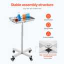 VEVOR Mayo Stand, Stainless Steel Mayo Tray, Load Capacity up to 36 lbs, Adjustable Height 31.9"-55", Medical Tray on Wheels with Removable Tray for Spa, Salon, Clinic, Personal Care
