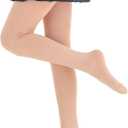 Girls Colorful Fleece Lined Tights Kids Warm Thermal Tights (4-6 Years, Nude)