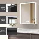 GKCXOIUA 24"x32" Medicine Cabinet with Mirror and Lights, Surface or Recessed LED Bathroom Mirror Cabinet with Outlet & USB Ports, Defogger, Dimmer, Memory Function, Clock & Temp,Black