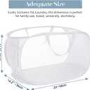Strong Mesh Pop Up Laundry Basket, Collapsible Laundry Hamper with Side Pocket, Foldable Clothes Hamper with Durable Reinforced Handles for Laundry, Bathroom, Kids Room, Dorm or Travel 2 Pack White