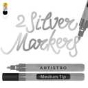 ARTISTRO 2 Silver Acrylic Paint Markers - 3mm Medium-Tip Paint Pens - Perfect for Crafting, Art Projects, & More