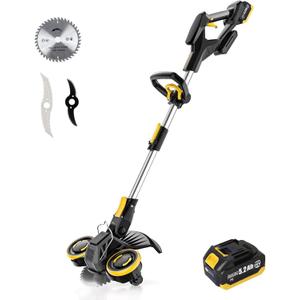 Cordless Weed Wacker with Brushless Motor, 20V 5.2Ah Battery Powered Weed Wacker with Blade, 3 in 1 Brush Cutter/Lawn Edger/Mower (One 5.2Ah Battery and Charger)