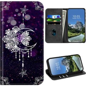Wallet Case for Motorola Moto G Power 5G 2024 with Card Holder & RFID Protection for Women Men PU Leather Magnetic Kickstand Shockproof Cover for Moto G Power 5G 2024,Moonflower
