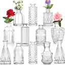 Glass Bud Vase Set of 12,Small Mini Clear Bud Vases in Bulk,Vintage Bud Vase,Glass Bottles Vase for Home Decor, Wedding Centerpieces Table Decor,Floral Arrangements,Dinning
