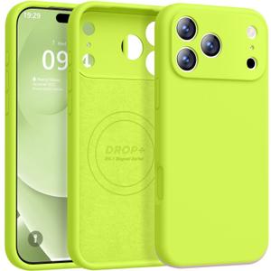 Ktele Magnetic for iPhone 17 Pro Max Case [Compatible with Magsafe] [Premium Silicone Satin-Smooth Touch] Slim Shockproof Anti-Scratch Microfiber Lining Case, 6.9 inch, Fluorescent Green