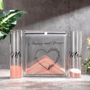 Wedding Unity Sand Kit 12 oz Square Glass Jar Outdoor Wedding Sand Ceremony Always and Forever Souvenir Gift Beige Decorative Keepsake for Blended Family Engagement Bridal Beach Anniversary