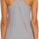 Mippo Womens Long Workout Tops Racerback Athletic Yoga Tank Pilates Shirts (Beige, M)