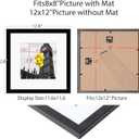 12x12 Picture Frame Set of 9, Display Pictures 8x8 with Mat or 12x12 without Mat, Multi Collage Gallery Square Photo Frames for Wall or Tabletop, Black