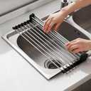 NEZUIBAN Dish Drying Rack with Roll Up and Over Sink for Kitchen,17.5"x11.8",Black