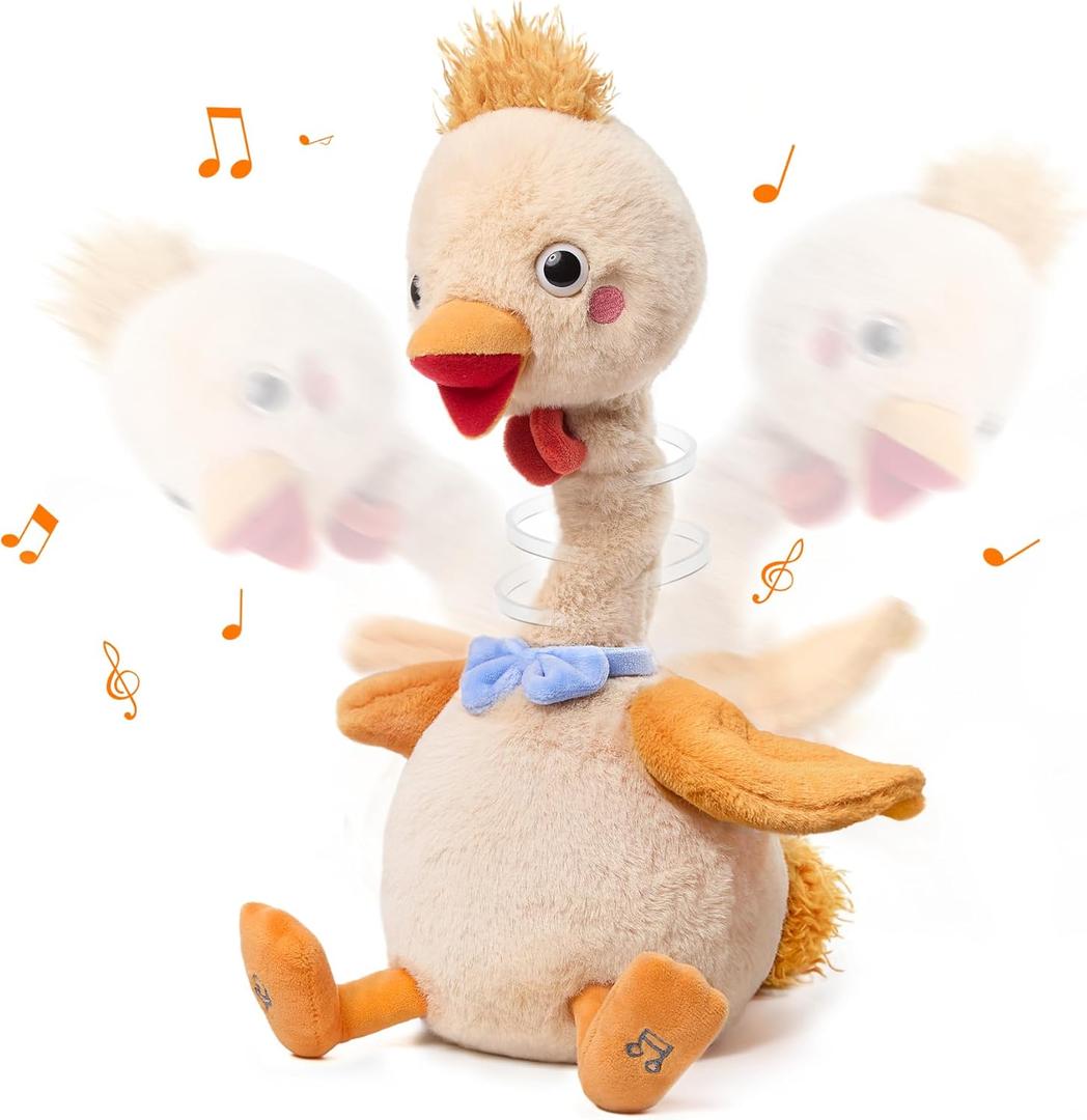 TUMAMA Dancing Talking Chicken Toy, Mimicking Twisting Neck Flapping Wings Electronic Pet Soft Plush Chick Toy,Singing, Recording, Repeating, Baby Toddler Interactive Toys for Boys Girls Gifts