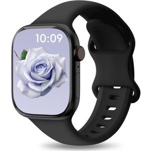 3 x Patenting Sport Silicone Band Compatible with Apple Watch Bands 40mm 38mm 41mm 42mm 44mm 45mm 46mm 49mm Women Men, Waterproof Soft Wrist Strap for iWatch Series 11 10 9 8 7 6 5 4 3 2 1 SE Ultra 2 3 (Black)