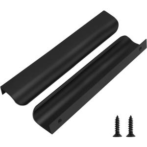 goldenwarm 10 Pack Kitchen Cabinet Handles 6-1/4 Inch Black Finger Pulls for Cabinets Edge Pulls Black Kitchen Hardware for Dresser Drawers,Aluminum Alloy (Hole Center:160mm(6.25in))