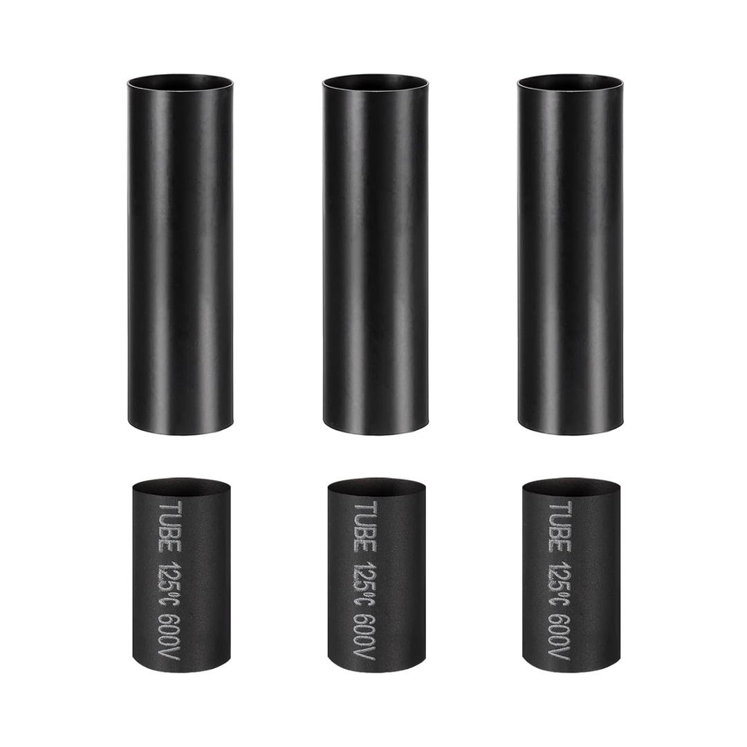 PATIKIL 3 Pcs 3" Tall Candle Covers Sleeves, 3 Pcs Metal E12 Chandelier Socket Sleeves with Insulation Heat Shrinkable Flame Retardant Tube Bulb Light Base Holder for Lamps, Black