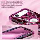 LONTECT for iPhone Air Case 3 in 1 Shockproof Heavy Duty Rugged Hard PC+Soft Silicone Full Body Protective Cover Girls Women Case for Apple iPhone 17 Air 2025, Glow in The Dark Fuchsia Red