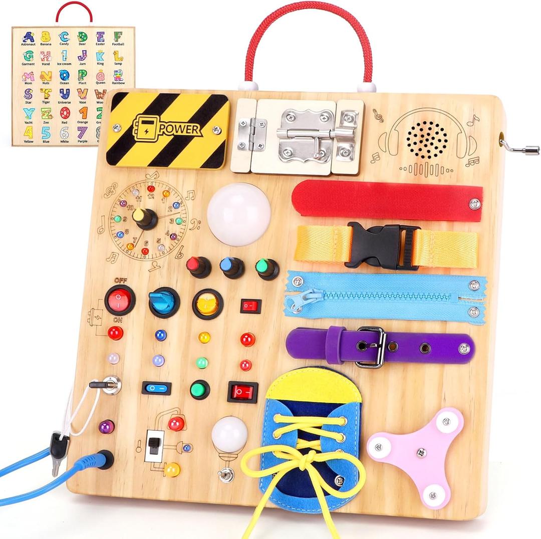 Hoarosall 23 in 1 Busy Board Montessori Toys for Toddler and 1-3 Year Old Boys and Girls, 30 Cm X 30 Cm X 3 Cm