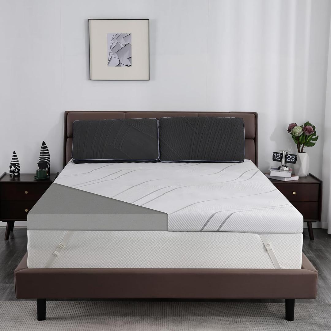 Ultra Firm Mattress Topper Queen Size, 3 Inch Extra Firm Mattress Pad for Pain Relief, High Density Support Bed Topper with Removable & Washable Cover, CertiPUR-US, No Smell