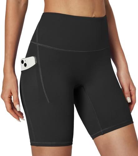 IUGA Biker Shorts Women Tummy Control 8" Workout Gym High Waisted Running Yoga Compression Spandex Shorts Women with Pockets Large
