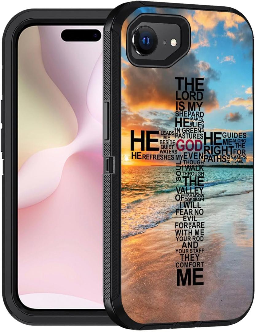 Designed for iPhone 16e Case, Military Grade Heavy Duty 3-Layer Shockproof Full-Body Protective Phone Cover for iPhone 16e 2025 6.1", God Jesus Christian Cross