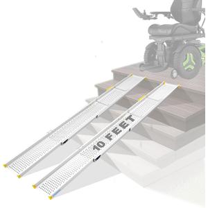 Ruedamann 10FT Wider Adjustable Wheelchair Ramp, Lightweight Portable Ramp for Wheelchair, Strong Capacity for Electric Scooters, Telescopic Aluminum Wheelchair Ramp for Home, Doorways