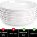 Fasmov Melamine Pasta Bowls, 6 Pack 10 inches 47 Oz Large Salad Serving Bowls, Shallow Salad Bowls, Plastic Dinner Deep Plates, Dishwasher Safe, White