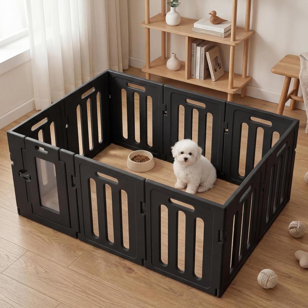 Dog Playpen Indoor, Puppy Playpen, 24 Inch 10 Panels, Black