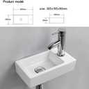 Wall Hung Basin Sink Small Cloakroom Basin Rectangle Ceramic Wash Basin Right Hand (Classic), Mini