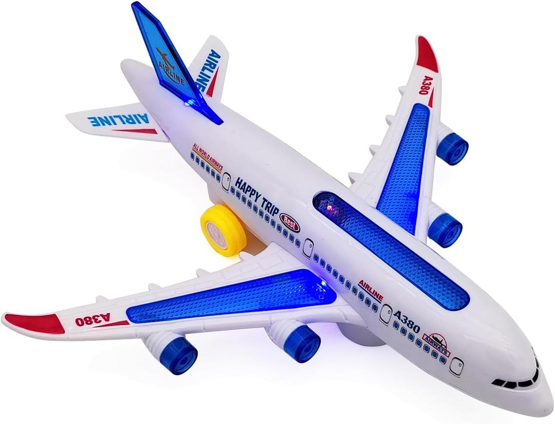 Tipmant Baby Toddler Electric Airplane Vehicle Car Toy Electronic Plane Aircraft, Automatic Driving, Music, Flash Light Kids Birthday Gifts