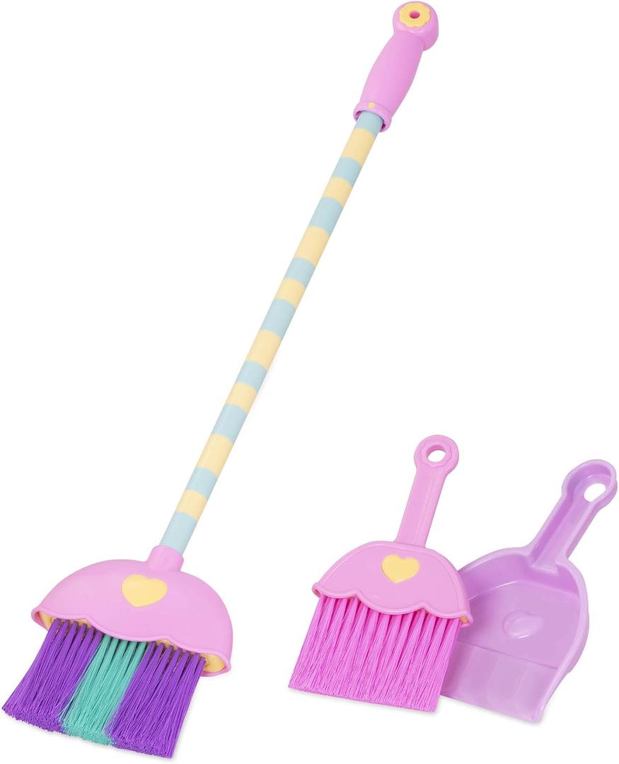 Battat Play Circle Broom & Hand Broom Dustpan Accessory House Cleaning Toys Pretend Play Mighty Tidy Sweep Set 3+ Years, child-size
