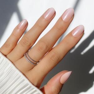 Glamnetic Press On Nails - Crystal Glaze | Glazed Short Oval Nude Fake Nails with Ombr, Salon Quality Neutral Nails | 15 Sizes - 30 Nail Kit with Glue
