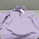 Women's Sweatshirts Half Zipper Crop Pullover Funnel Neck Fleece Lined Zip Up Long Sleeve Tops Thumb Hole Purple